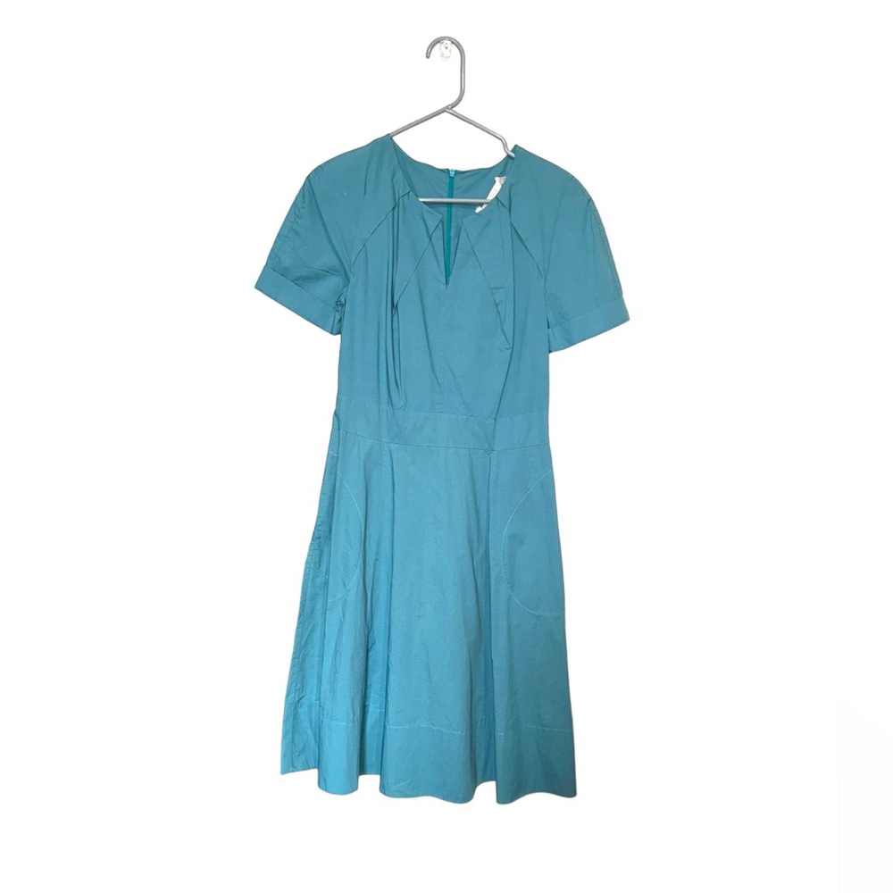 ⭐️Blue Cotton Midi A-line Dress With Pockets